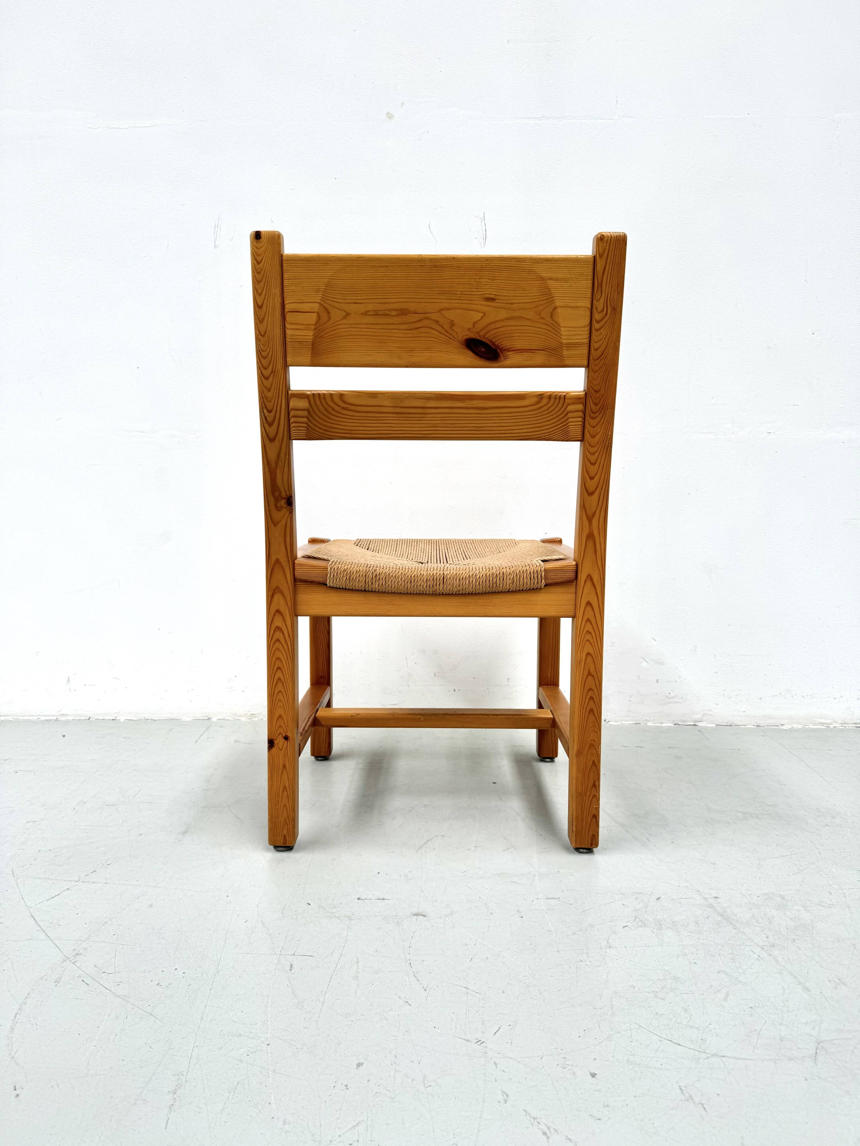 Chaises danoises vintage en pin avec corde en papier par TP Design pour Gm Møbler, années 1970, lot de 6