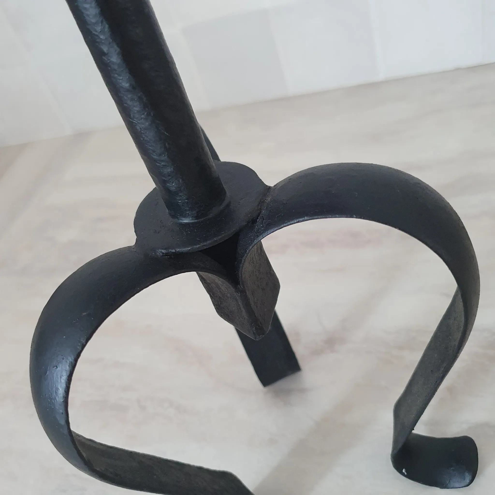 Large metal candlestick in Brutalist style