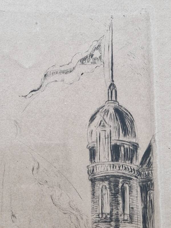 Herbert Lespinasse (1884-1972) - Engraving - The Departure of the Sailing Ship