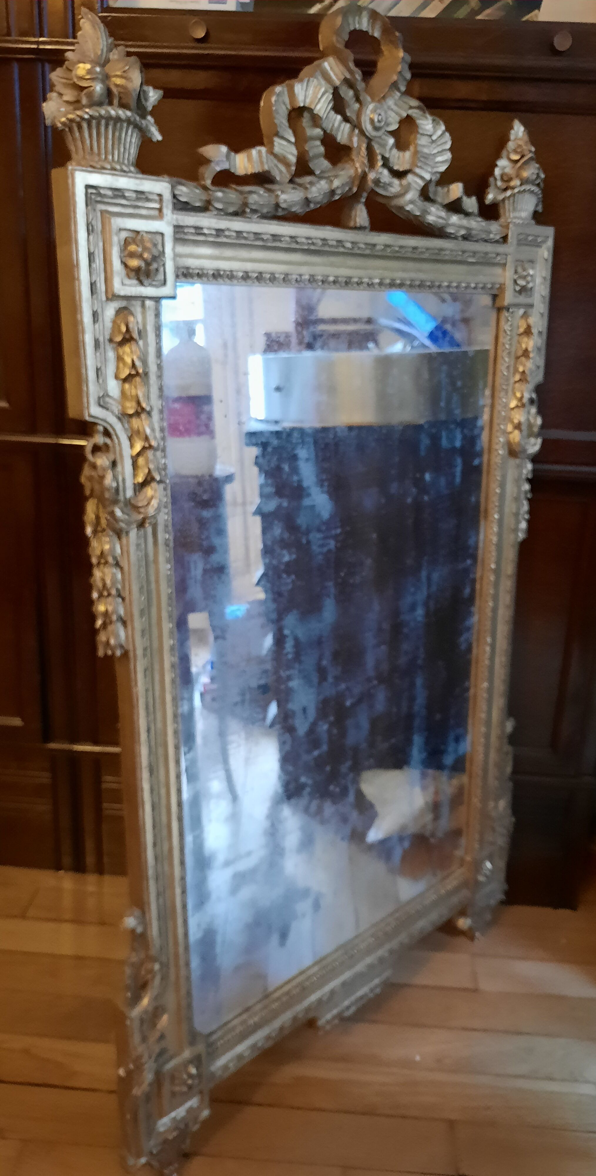 Louis XVI style gilded mirror