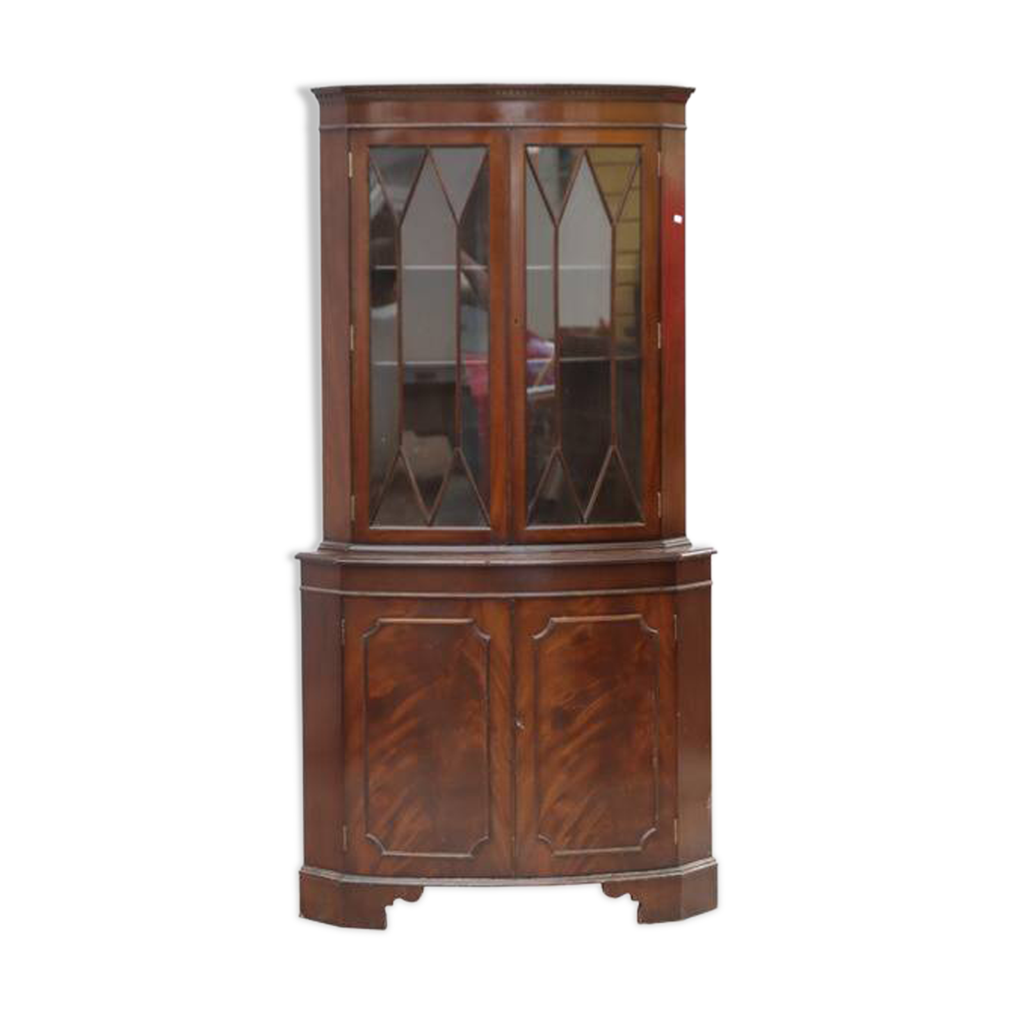 Vitrine Encoignure Anglaise - Vaisselier d’angle Acajou