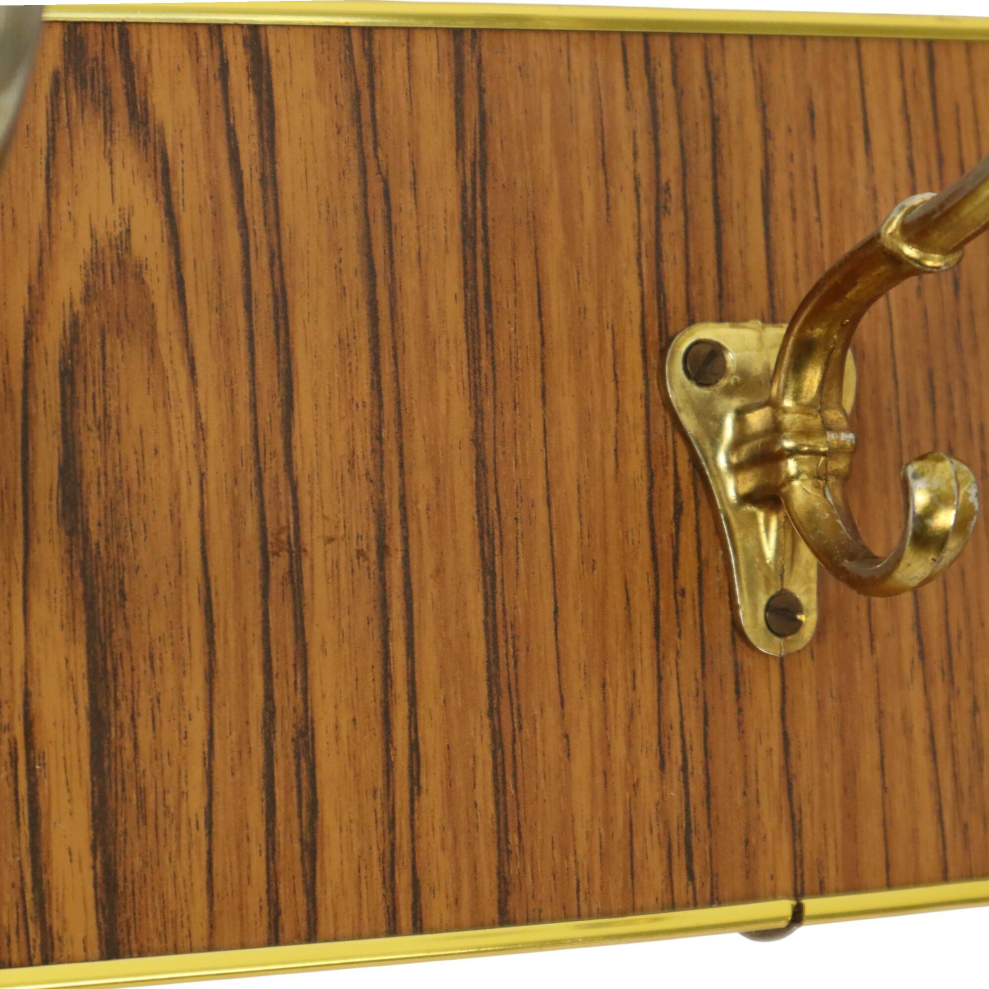 Vintage Rockabilly Coat Rack Fifties Design Wood Veneer Gold