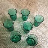 Series of 7 green glasses