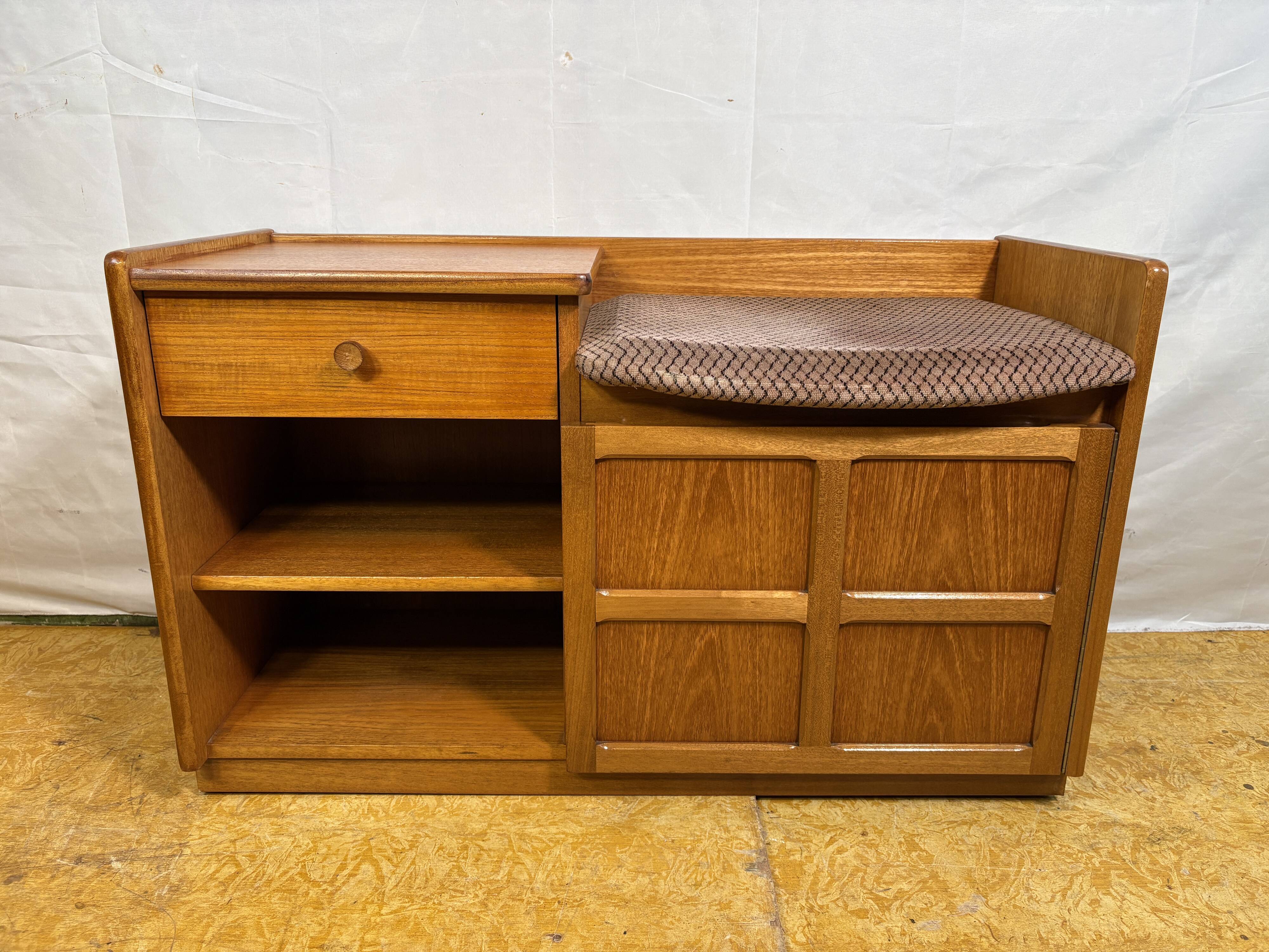 Mid-century retro vintage teak telephone seat by Nathan 1960–1970