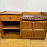 Mid-century retro vintage teak telephone seat by Nathan 1960–1970