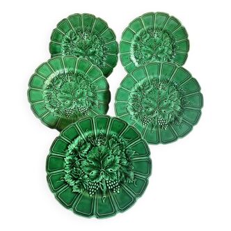 5 assiettes barbotine XIX Sarreguemines