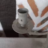 Taupe linen patinated candle holder