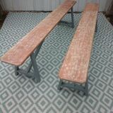 Pair of large wooden benches
