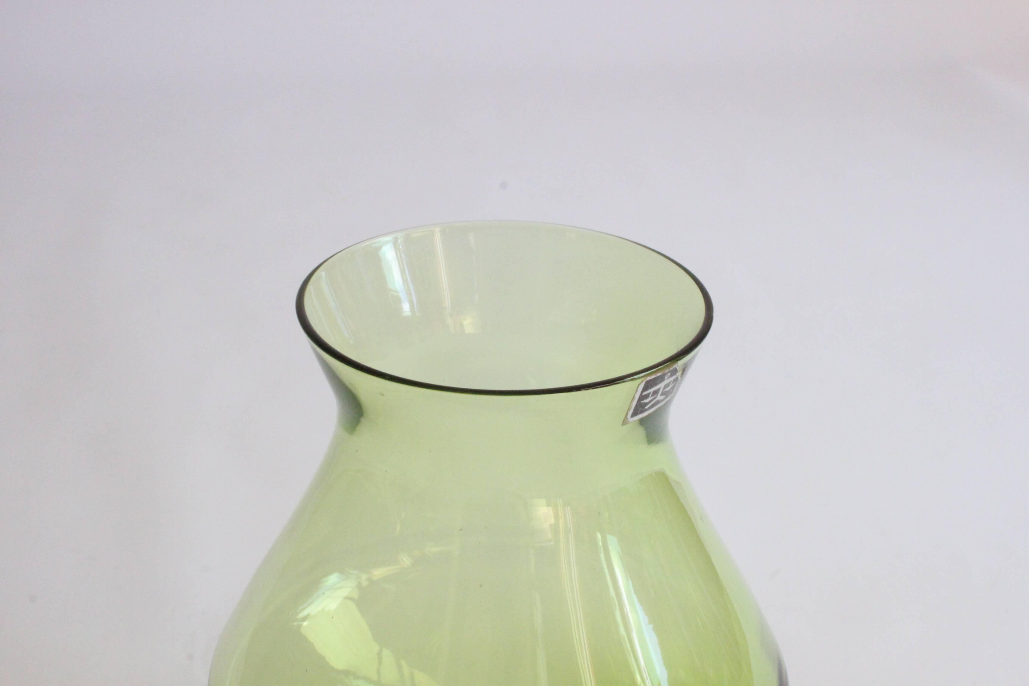 Space age green vase by Bo Borgstrom for Aseda Sweden 1960s