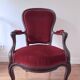 Fauteuil ancien voltaire velour rouge
