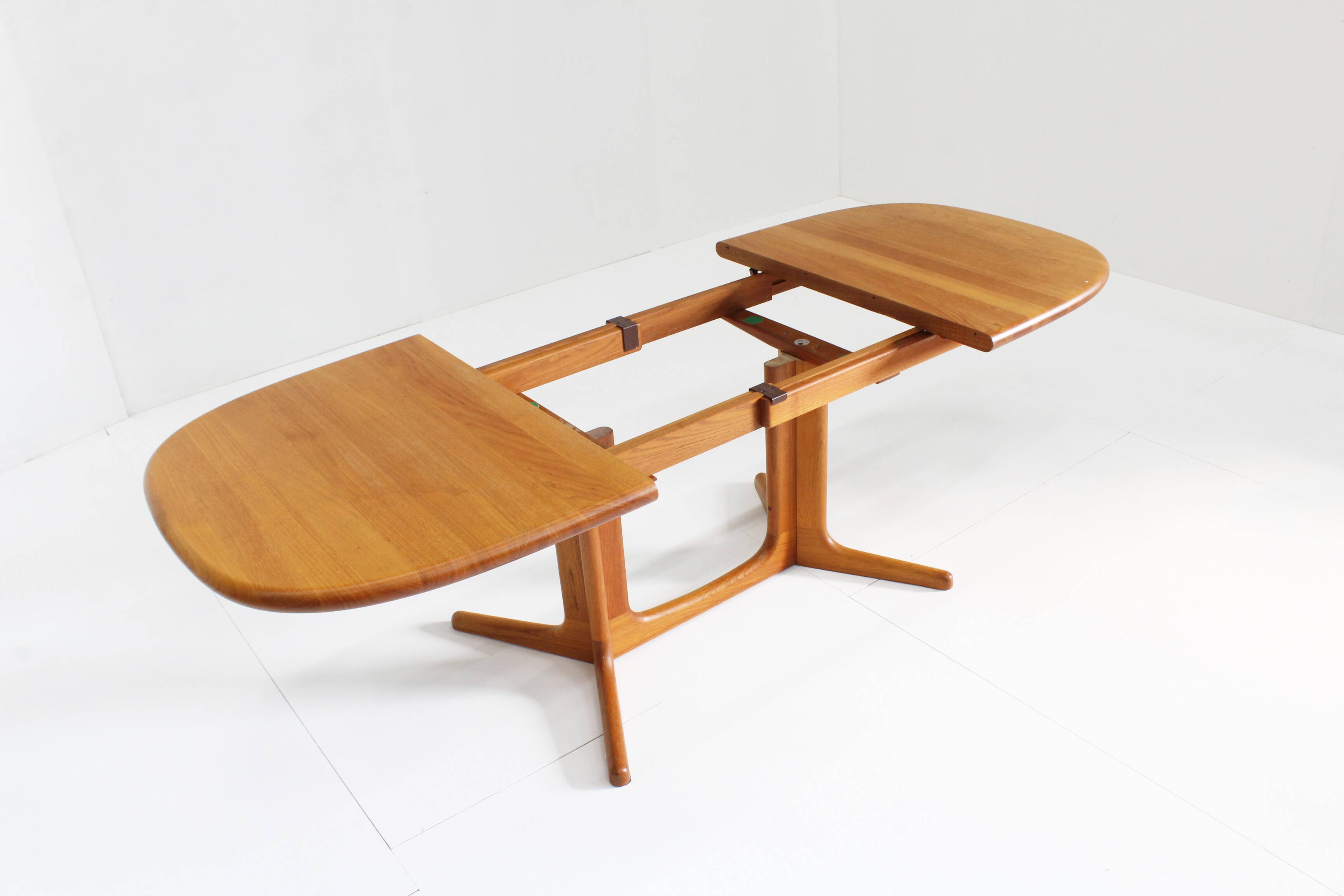 Vintage Glostrup Danish oval extendable dining table solid teak 1960s