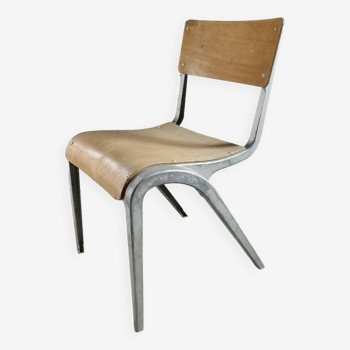 Chaise en bois et métal de James Léonard, années 50