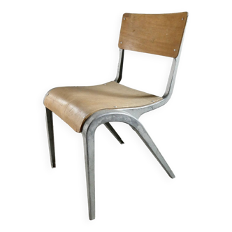 Chaise en bois et métal de James Léonard, années 50