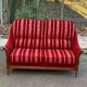 Louis XV 2-seater canapé B. Marly France 1950 solid wood burgundy velvet