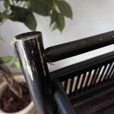 Vintage 50's black lacquered bamboo trolley