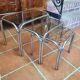 Chrome nesting table with smoked glass top from the 70s