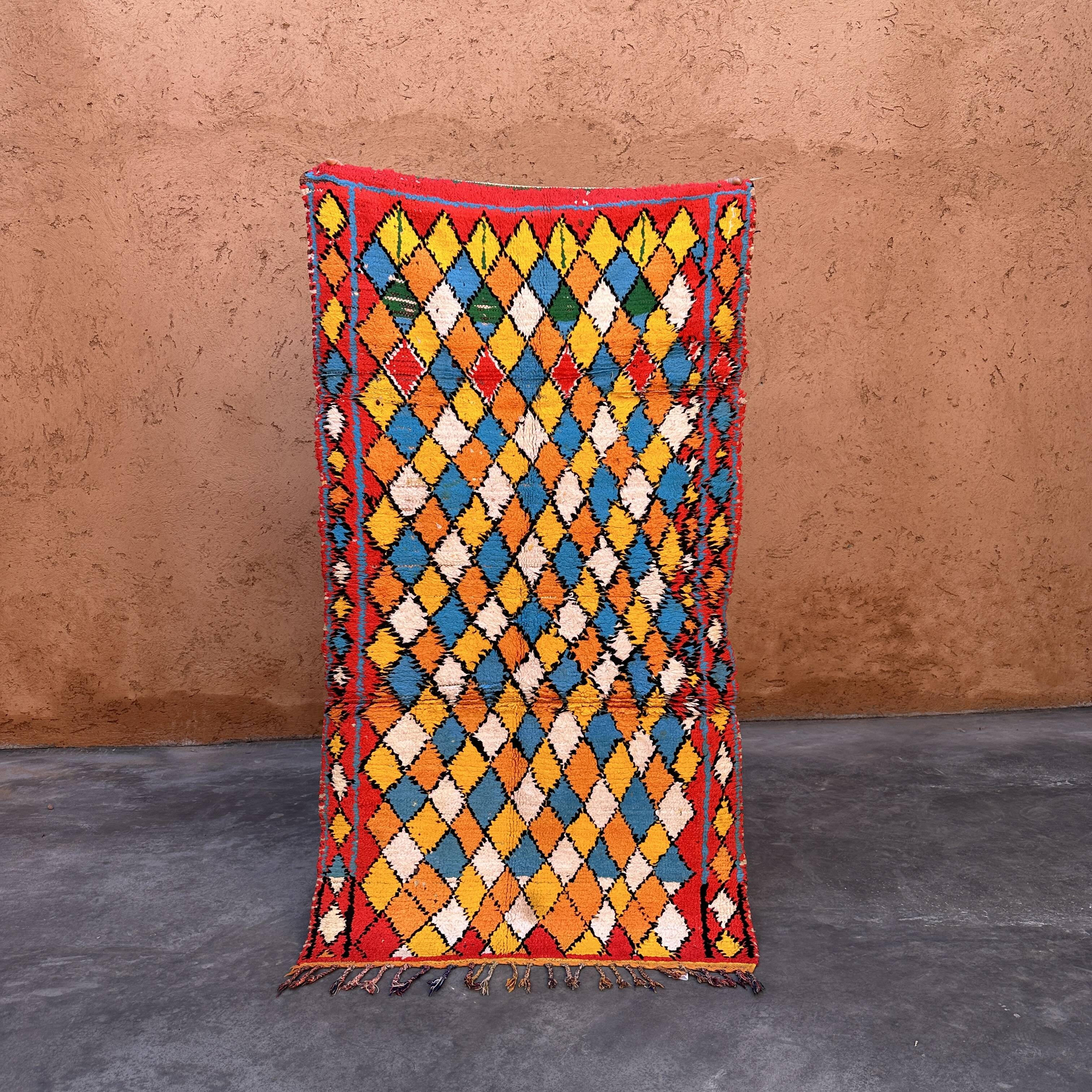 Tapis Marocain Boucherouite coloré - 107 x 191 cm
