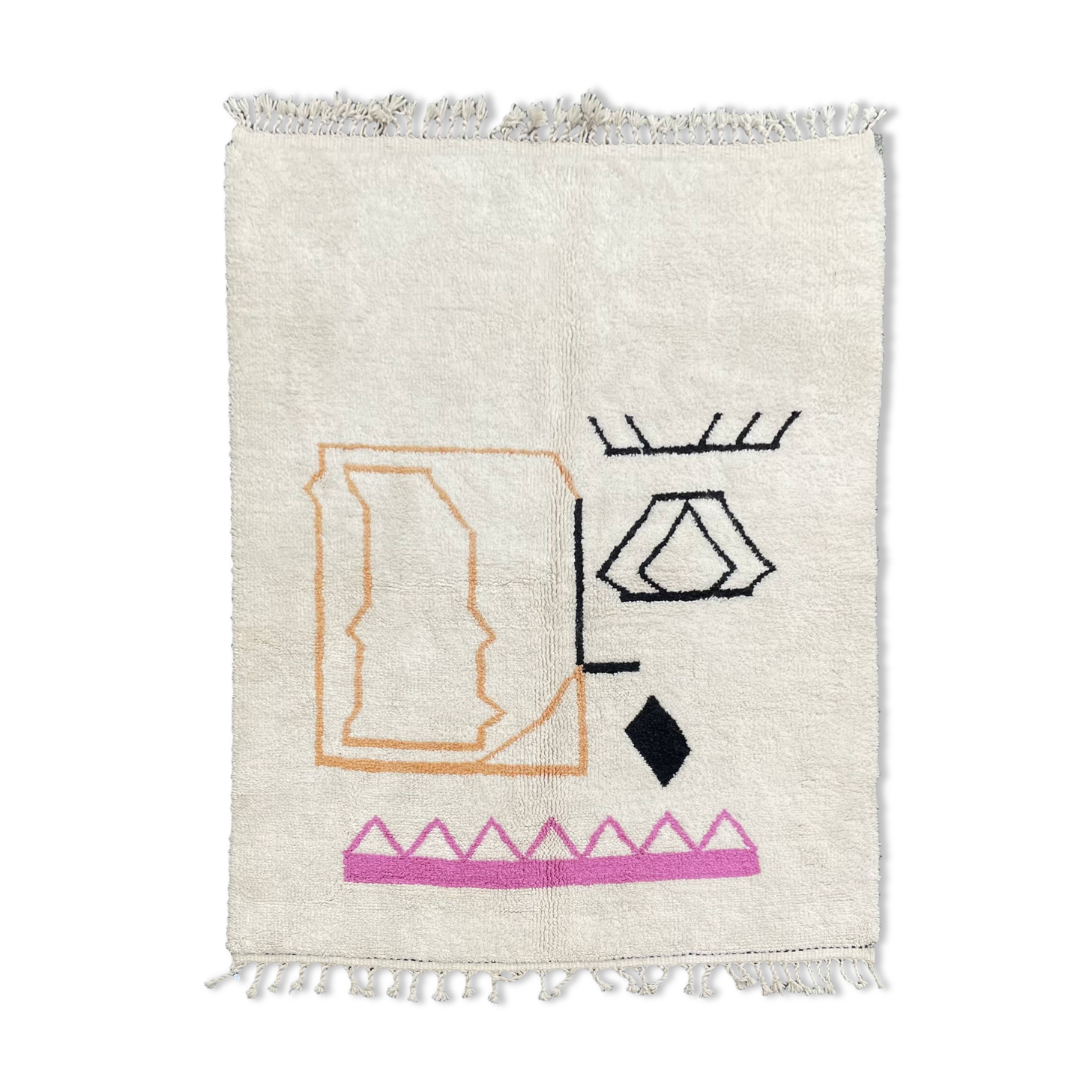 Large Contemporary Modern Abstract Face Rug, Handwoven in Wool