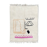 Large Contemporary Modern Abstract Face Rug, Handwoven in Wool