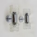 Pair of double wall sconces Space Age. Chrome metal 70.