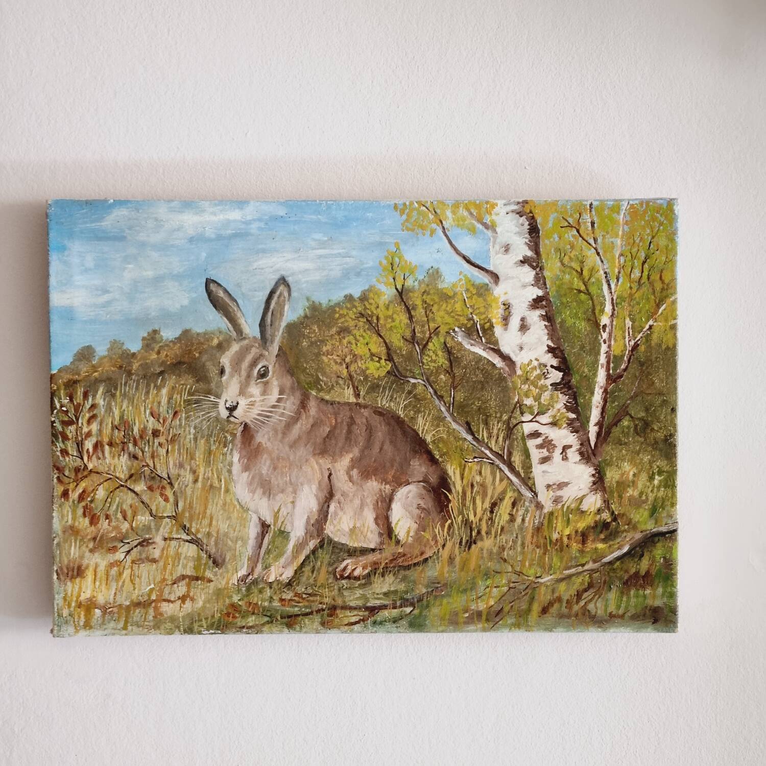 Oil on canvas hare rabbit