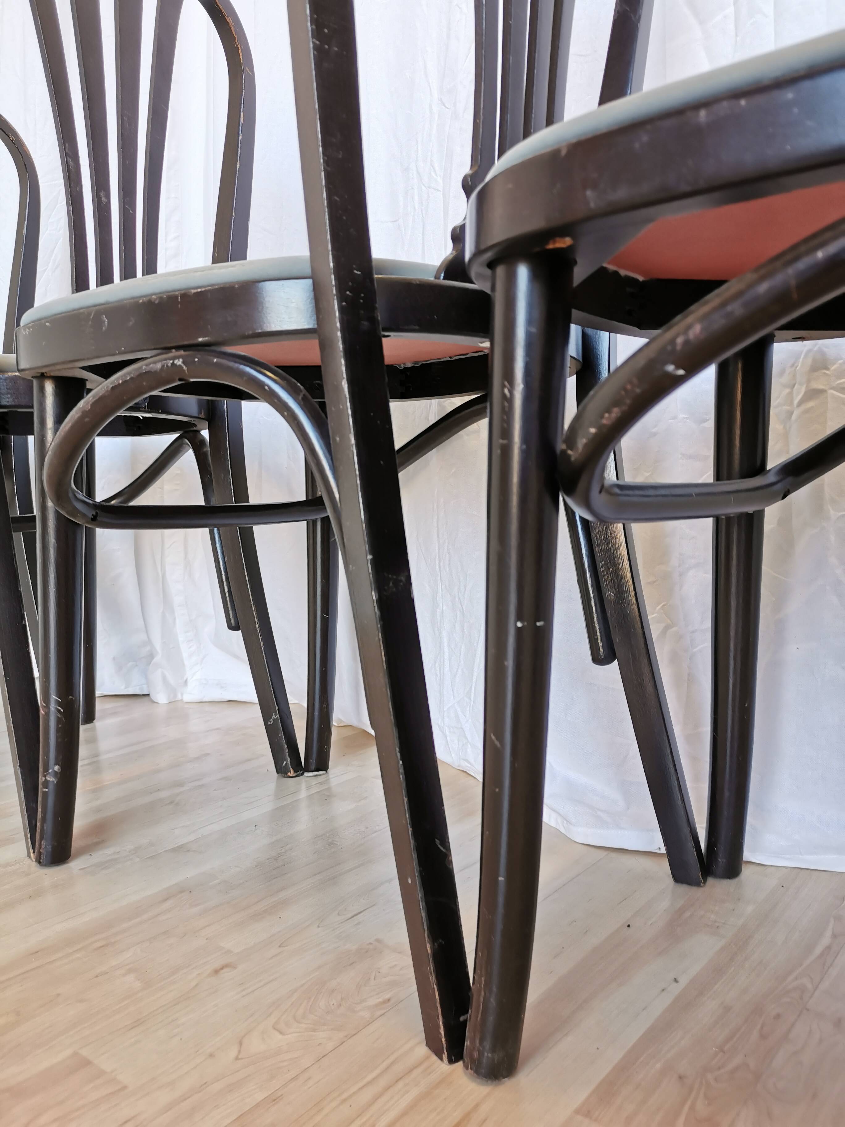 SET of 6 Vintage Black Wooden Dining Chairs by STOL Kamnik 1970s