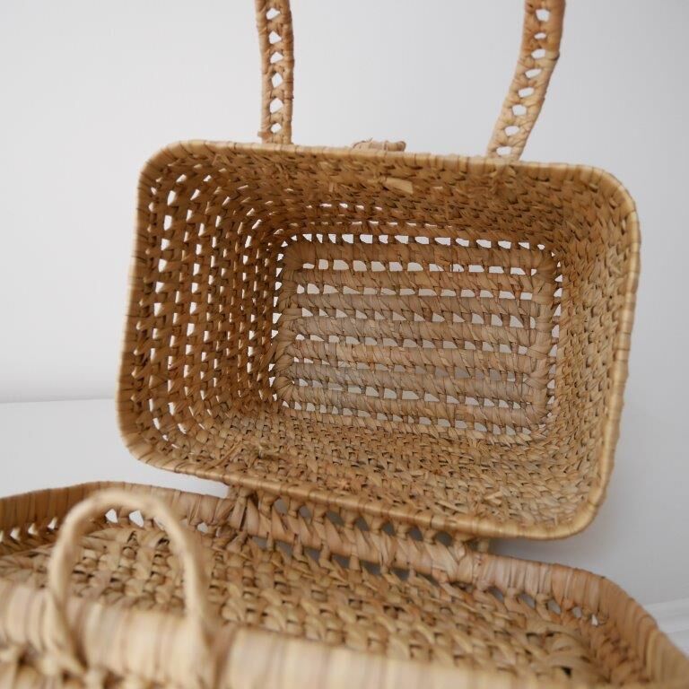 Basket made of woven palm leaves