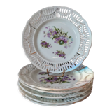 6 assiettes ajourées en porcelaine