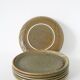 Lot de 6 assiettes plates en grès moucheté, Marron & Vert, Fabrication Arti