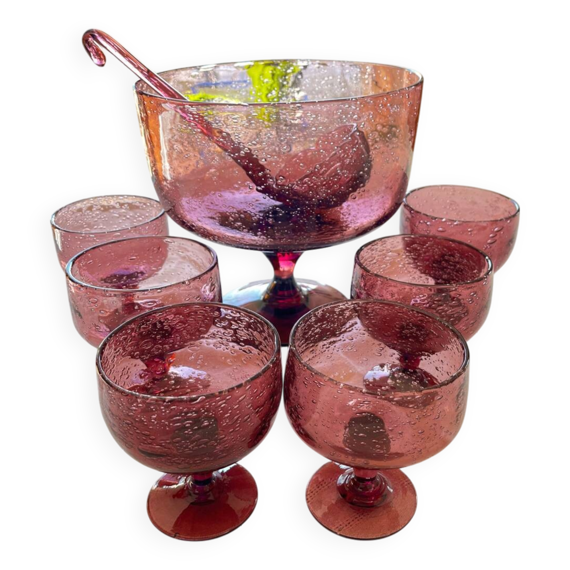 Service en verre bullé