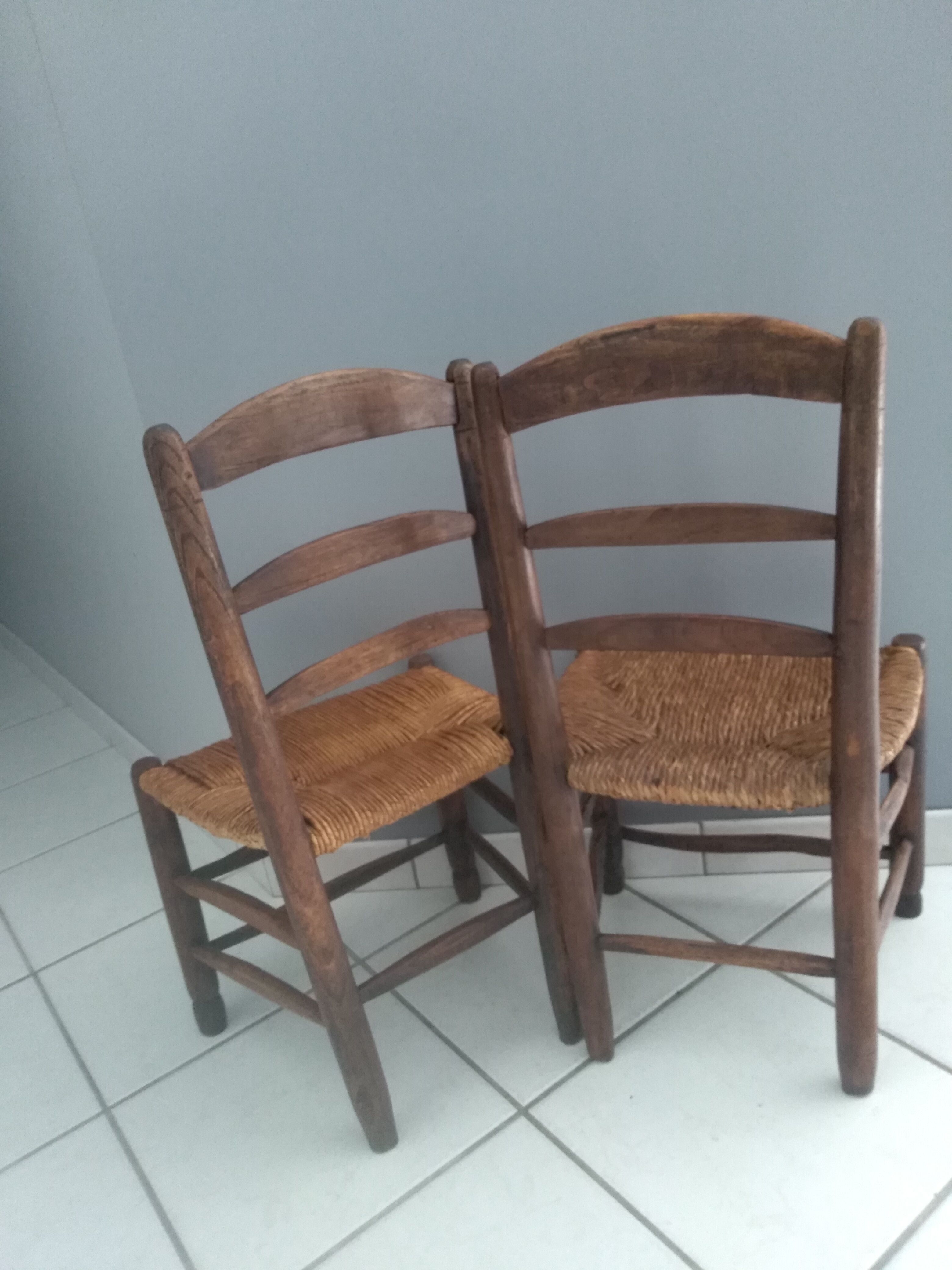 Paire de chaises enfants artisanales 1900
