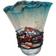 Impressive rostrato orange murano glass vase like venini ercole barovier style