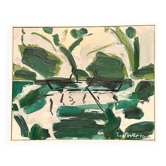Original Swedish Oil on Canvas – "Rowboats in a Verdant Landscape" by Bo Swenson – October 2004 – Vintage and Framed – 52 × 45 cm (20.5" × 17.7")