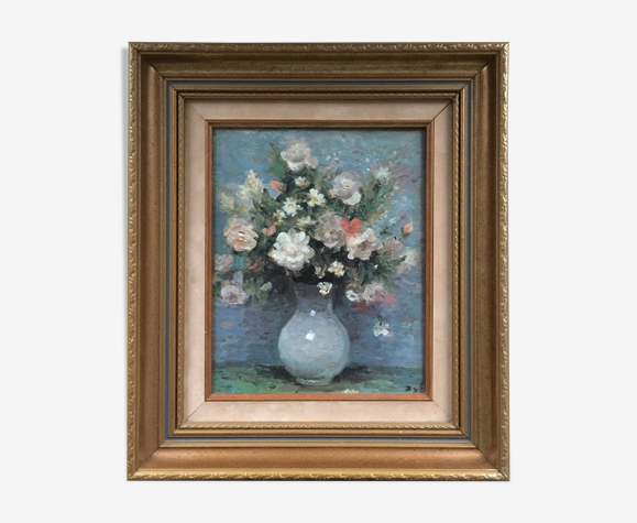 Tableau bouquet signé