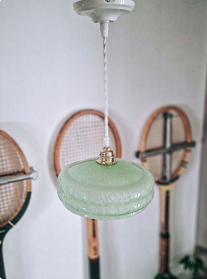 Vintage glass pendant light from Clichy