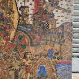 Ancien kamasan textile peint main bali mythologie guerre vintage