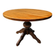 Solid oak dining table, also known as a monastery table, with a sturdy central pedestal, heavy-duty construction