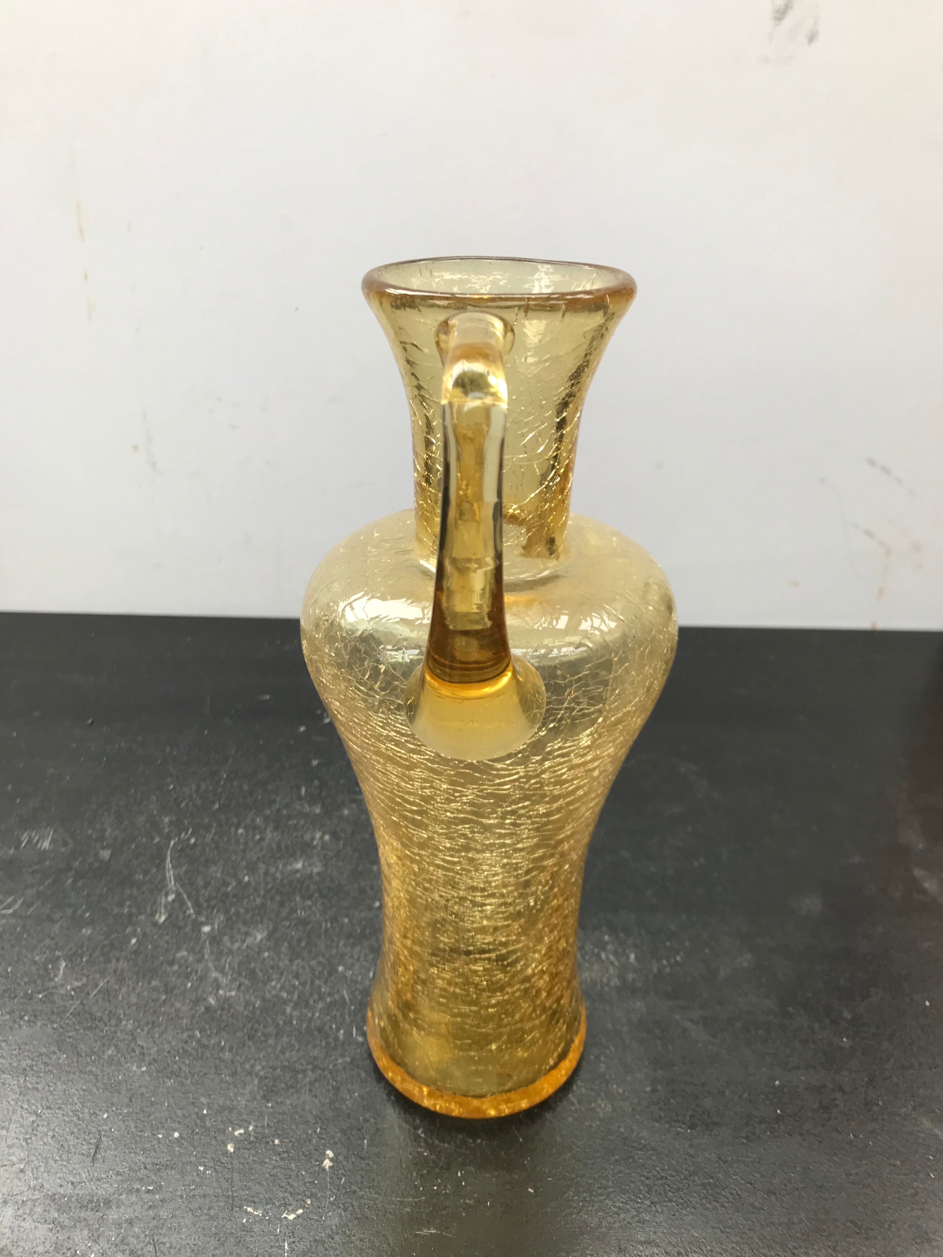 Former Carafe Glass Blown Yellow Cracked - Anse Decoration Vintage Kitchen
