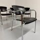 6 black leather and chrome metal chairs Brayton International vintage sa