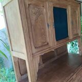 Art Deco two-body sideboard in natural chestnut.