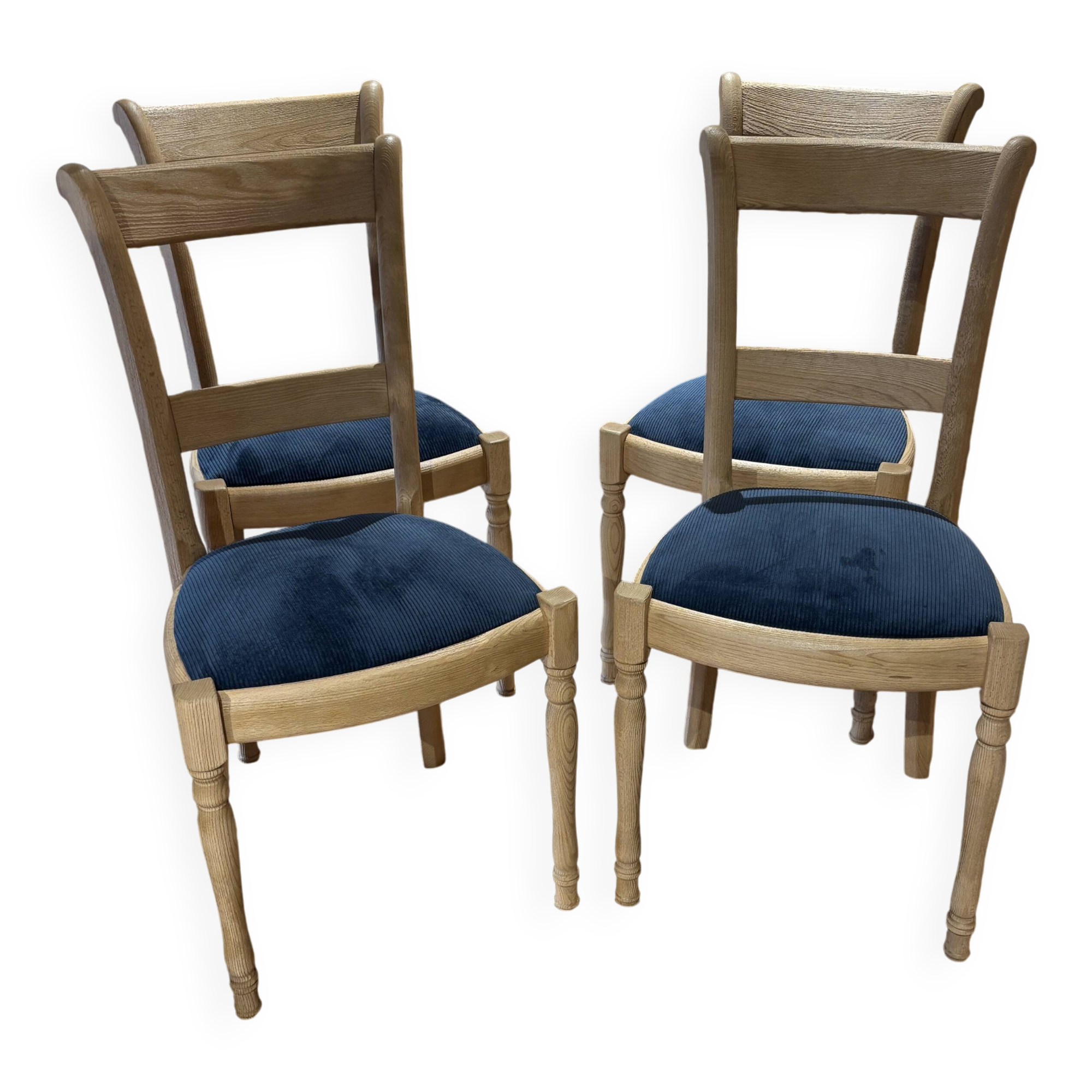 4 chairs with midnight blue velvet seats