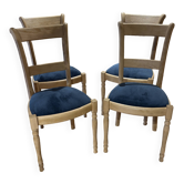 4 chaises assise velours bleu nuit
