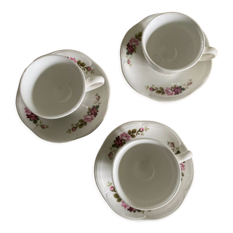 Lot de 3 tasses anciennes faïence Gien modèle Champs