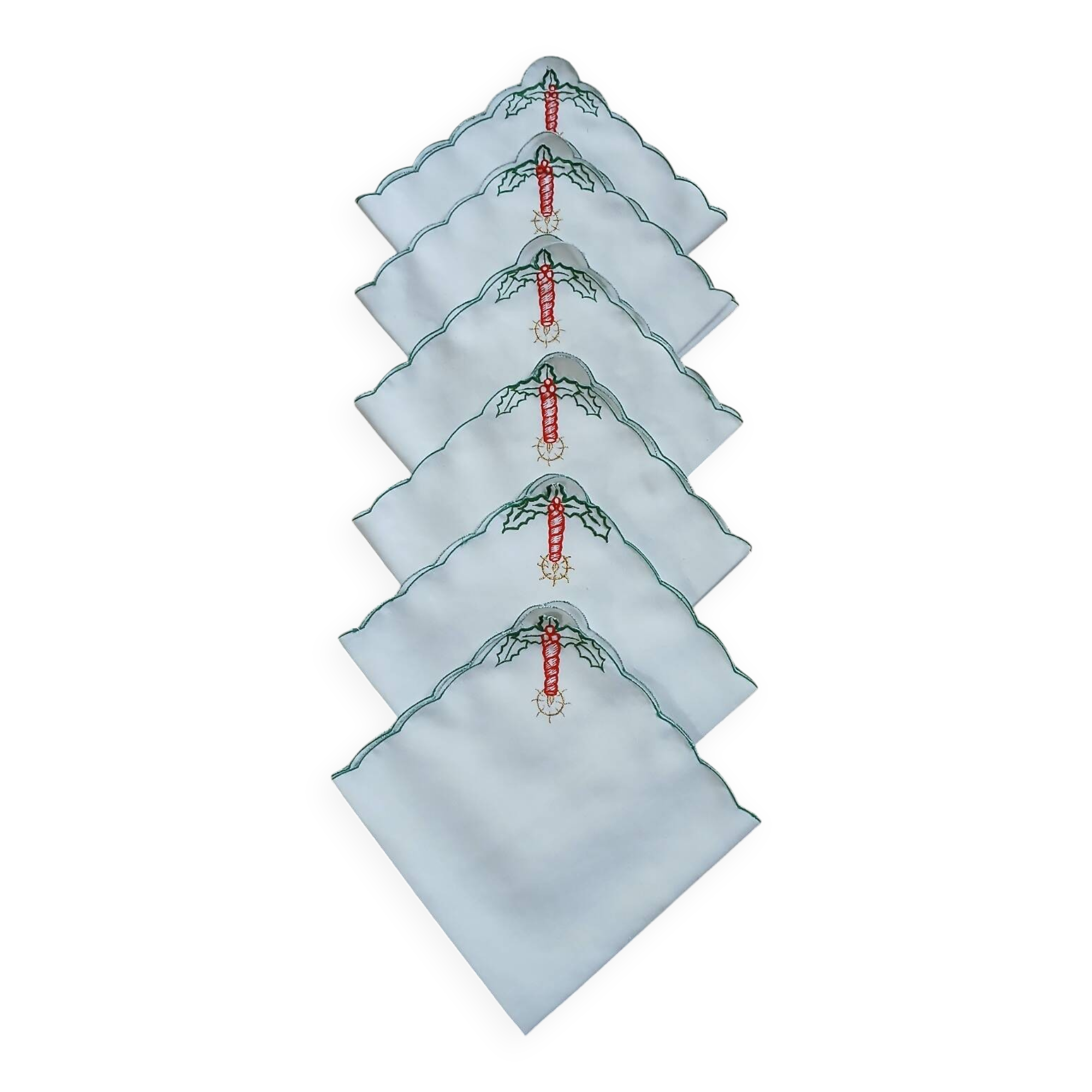 6 serviettes de table brodées anciennes 