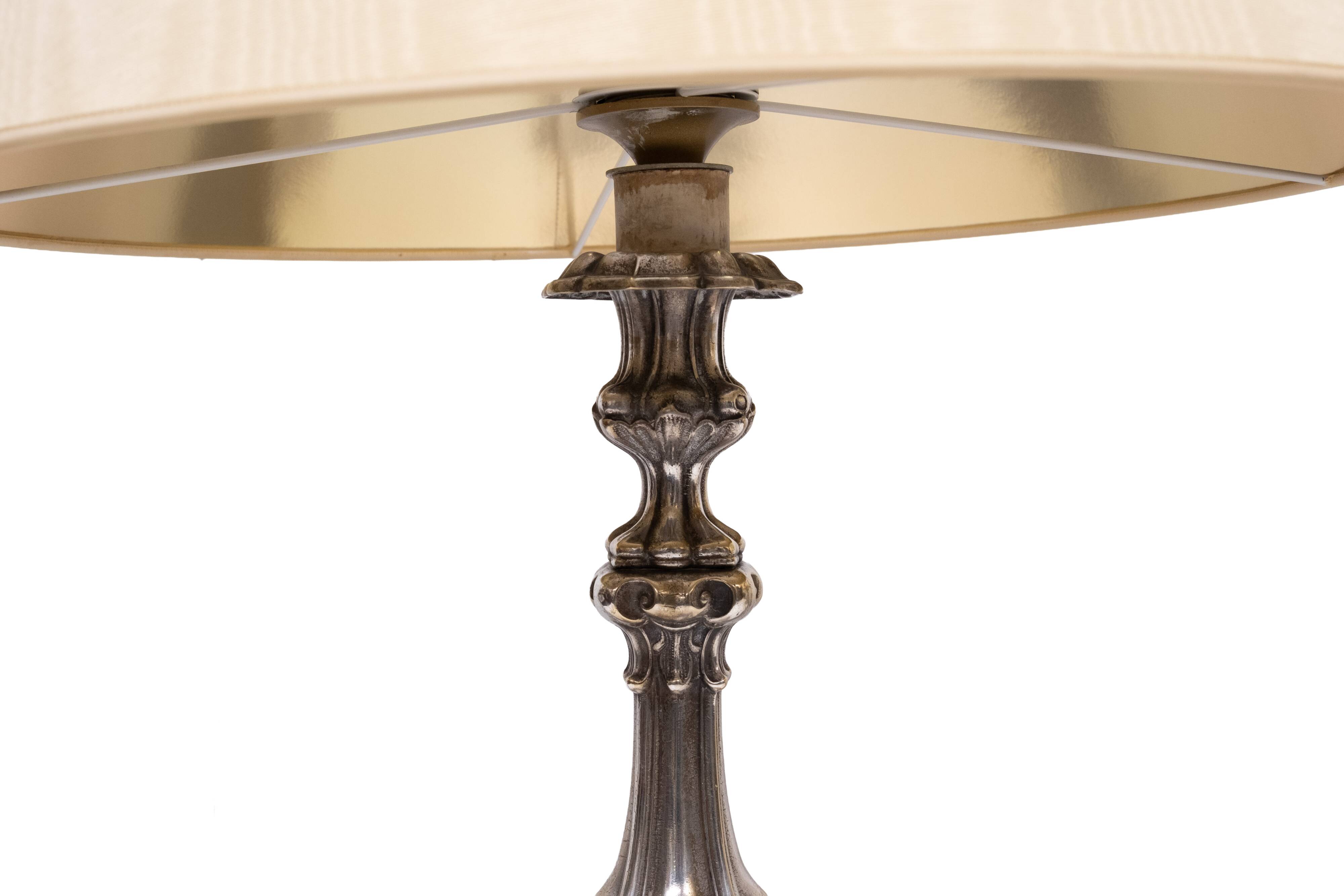 Stunning set of Rococo Silver Plated table lamps 1920s