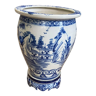 Cache pot vietnamien en porcelaine blanche et bleue