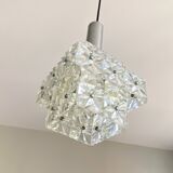 Pendant chandelier in plexiglass diamond point aluminum