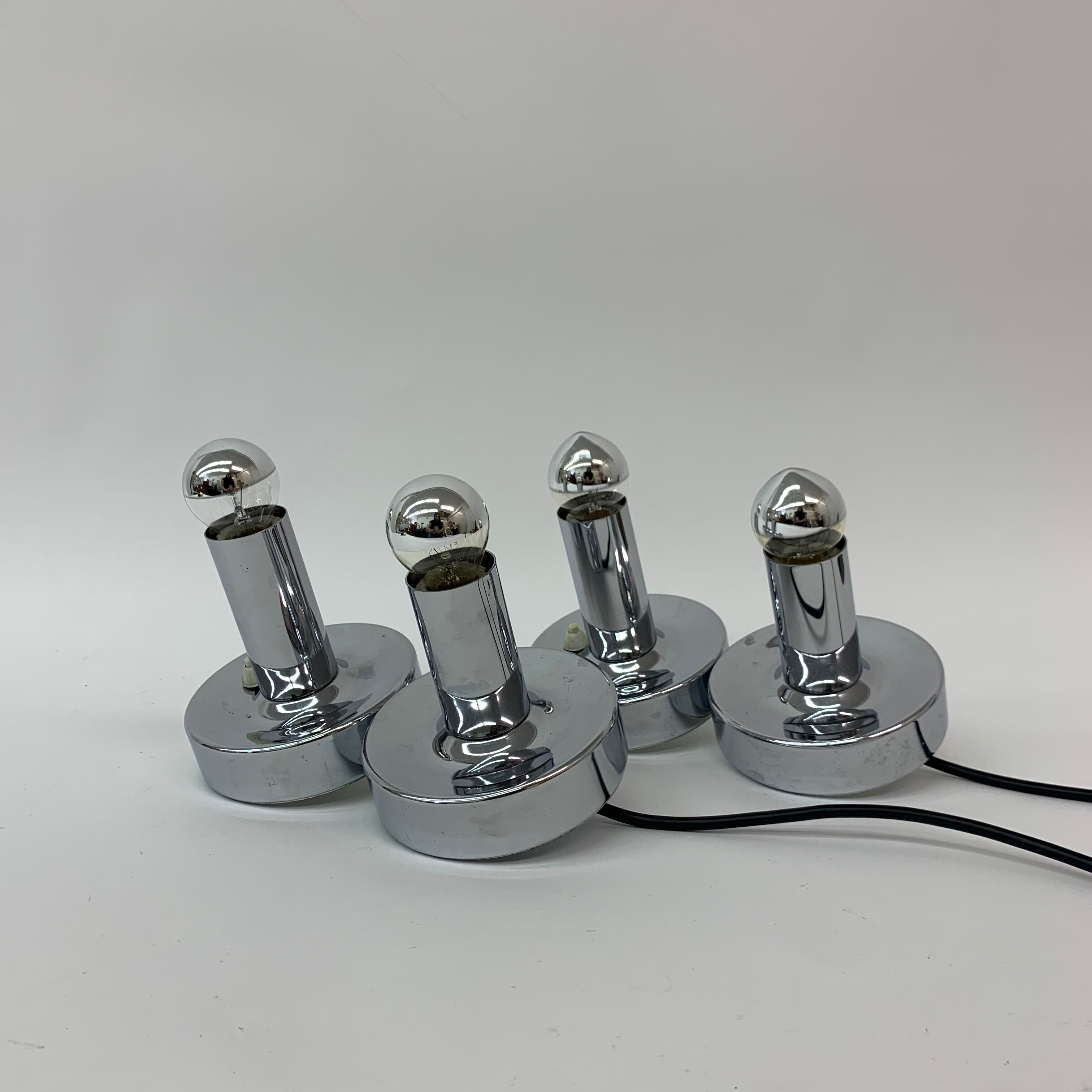 Set of 2 Space age chrome bedside lamps , 1970’s