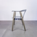 Set of 4 leather chairs and laywood from the 1980s vintage modern