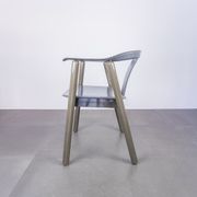 Set of 4 leather chairs and laywood from the 1980s vintage modern